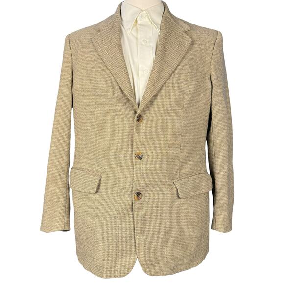 Blazer Men's 42R Wool Bill Blass Tweed Vintage Brown/Tan Sport Coat Jacket - Picture 1 of 13